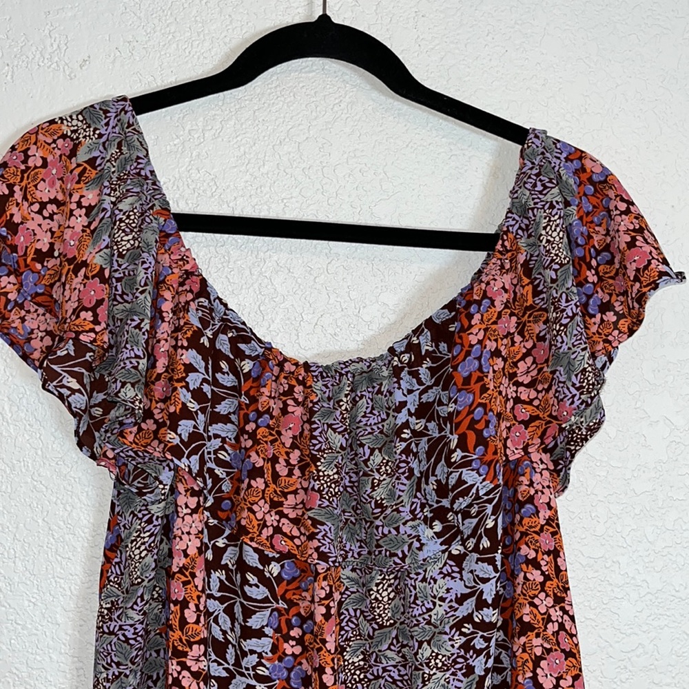 Maeve ruffled scoop neck floral print sleeveless blouse boho Gypsy casual - Picture 2 of 7